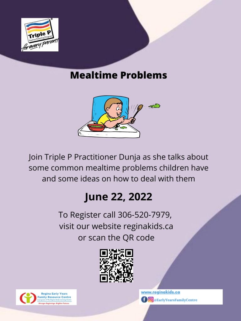 Poster for Triple P Mealtime problems program with QR code for registration