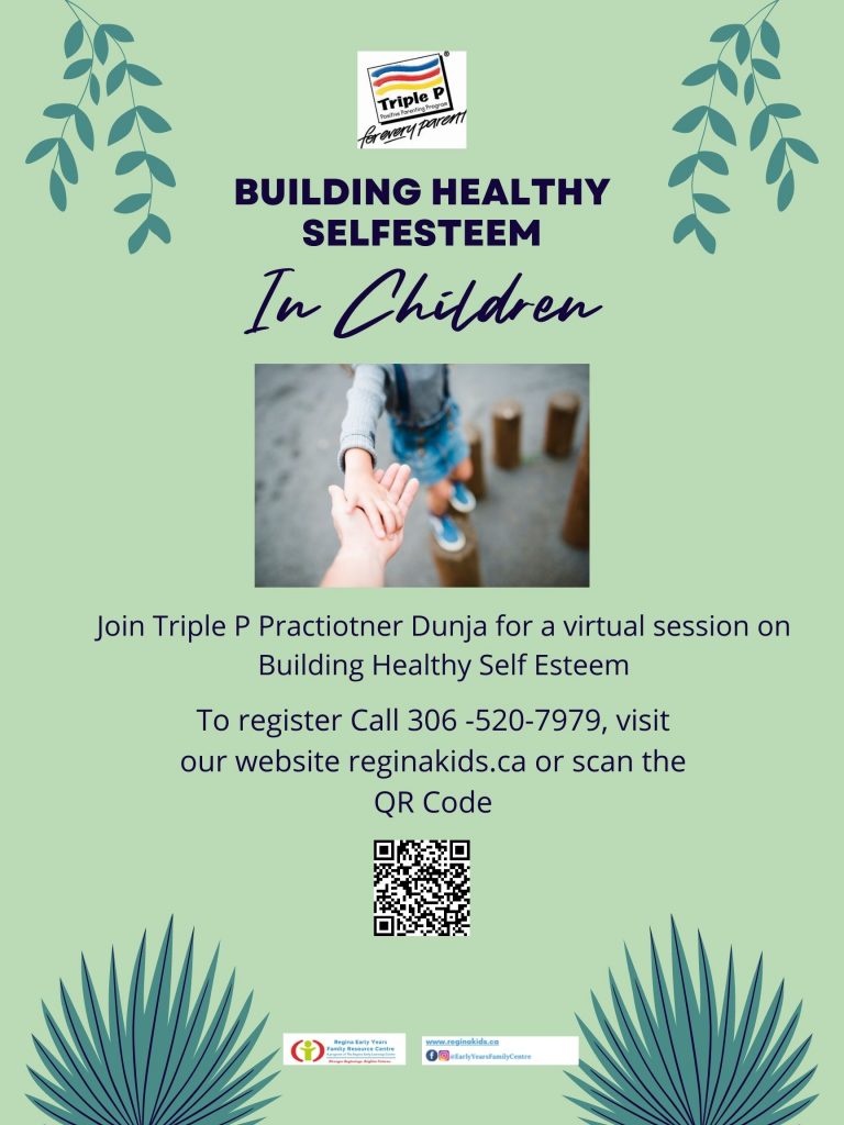Poster for Triple P Self Esteem program with QR code for registration